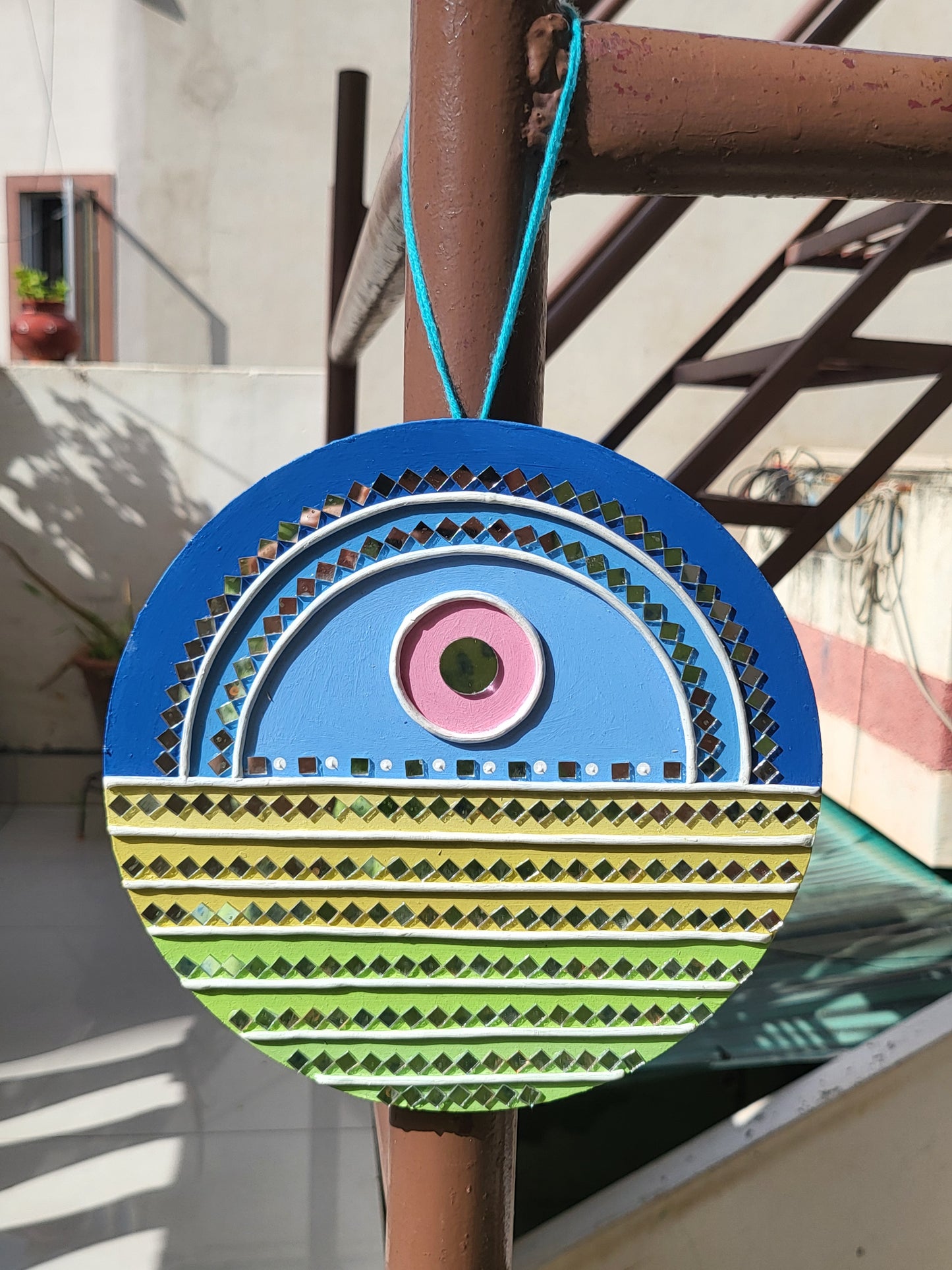 8 inch Multi Colour round Lipan Art wall Hanging