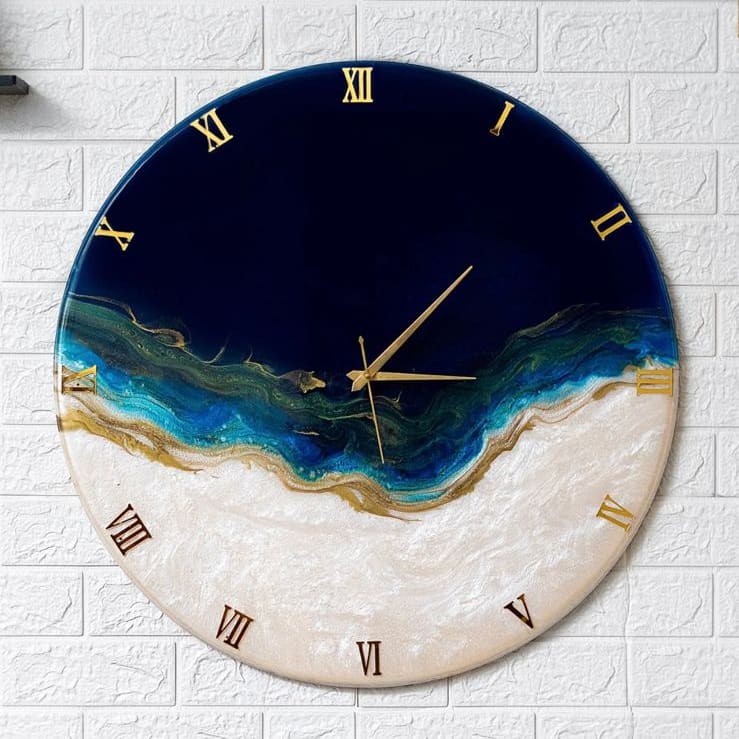 Royal blue resin wall clock