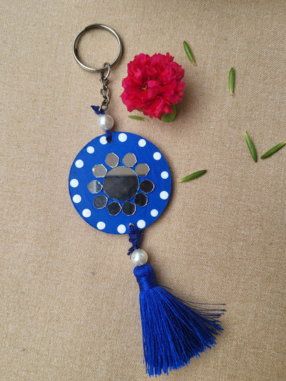Blue Lipan art keychain with silk tassel